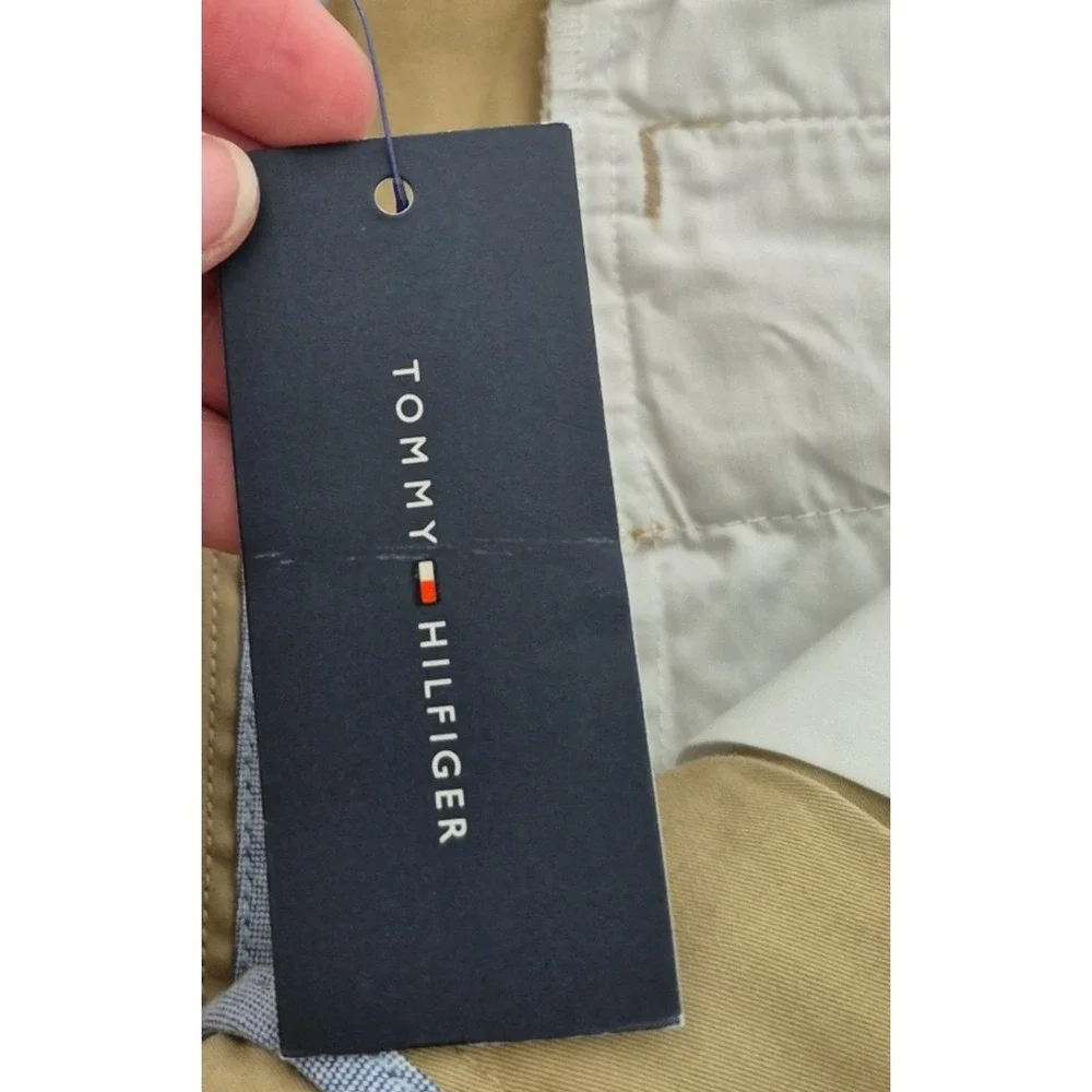 Tommy Hilfiger THFLex  Custom Fit Pants Mens 38x30Tan Twill Chino Preppy New